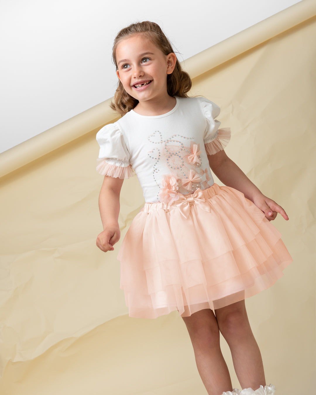 Caramelo kids peach girls skirt set SS25 342265 PRE ORDER