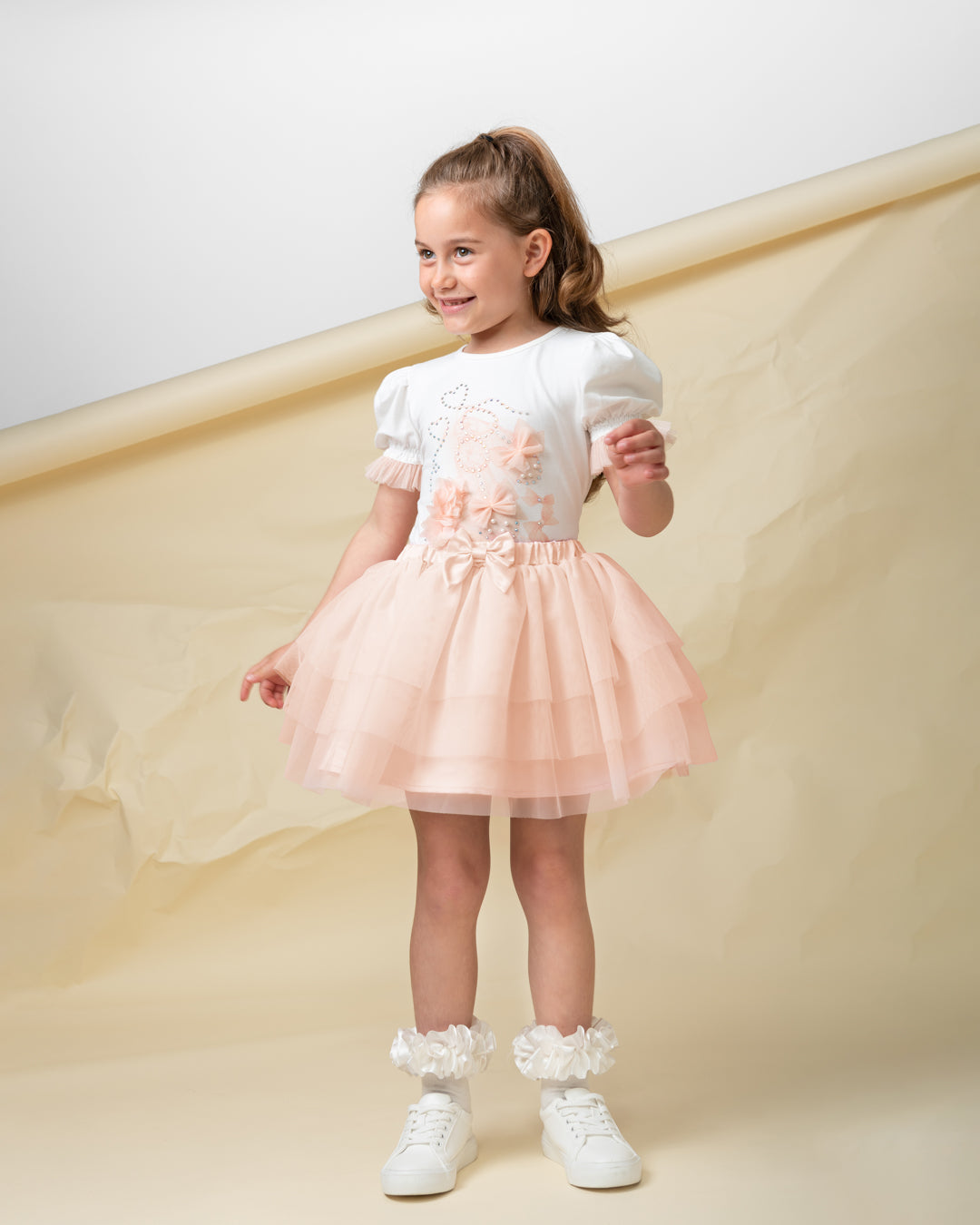 Caramelo kids peach girls skirt set SS25 342265 PRE ORDER