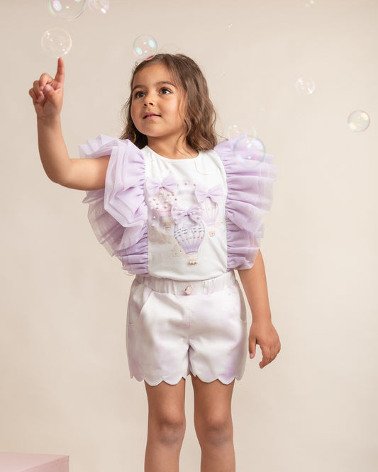 Caramelo kids lilac girls shorts set SS25 349073 PRE ORDER