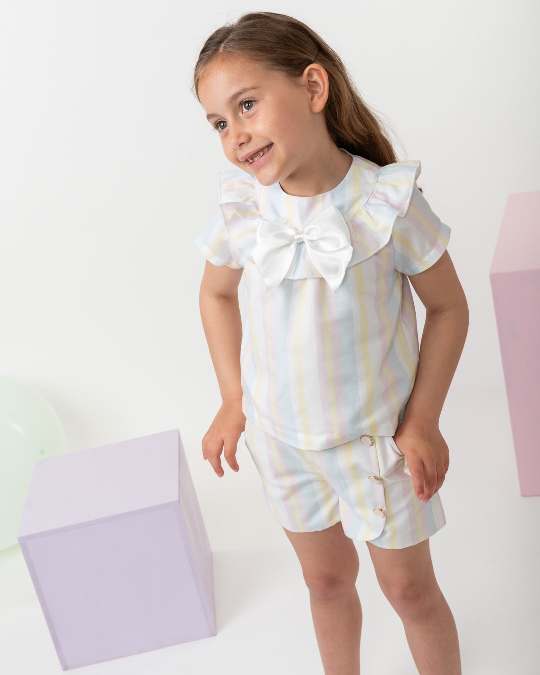 Caramelo Kids rainbow shorts set SS25 389003