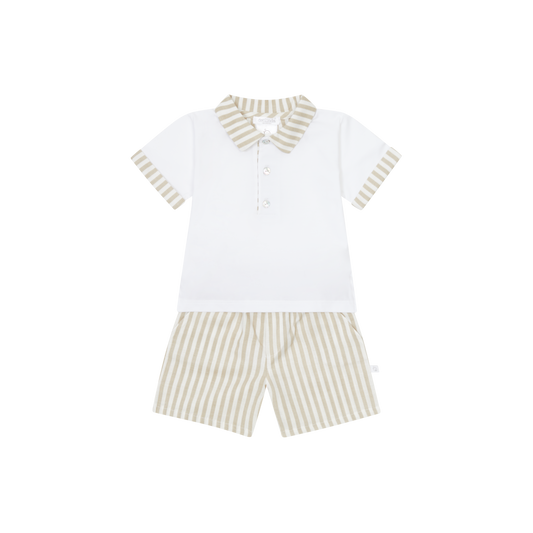 Deolinda boys espresso shorts & polo shirt set SS25 DBV25819