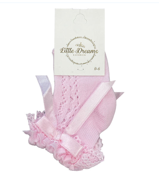 Pink knitted frill bow socks