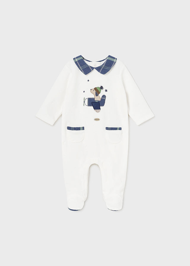 Mayoral baby boys velour puppy babygrow AW24