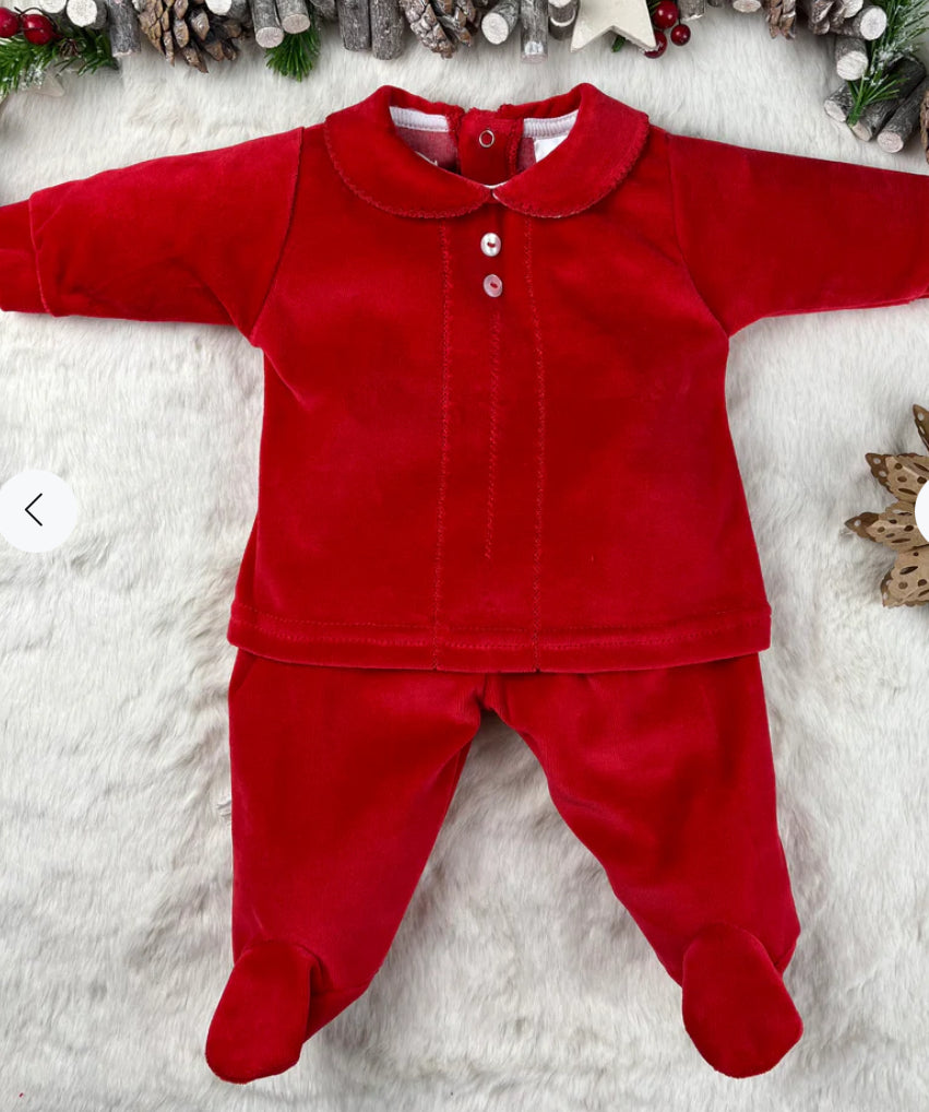 Pex 2 piece velour red set