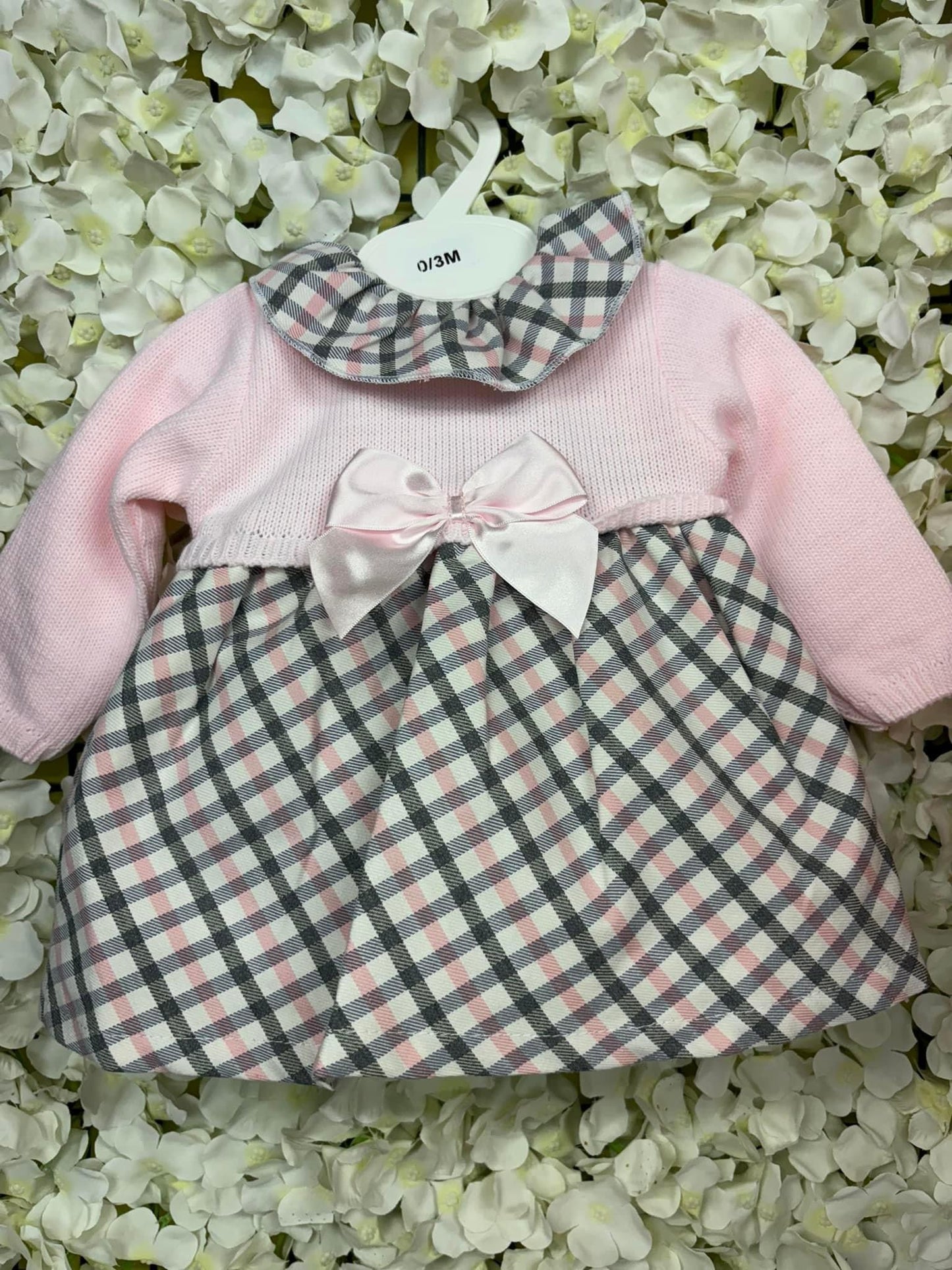 Pink & grey baby girls dress