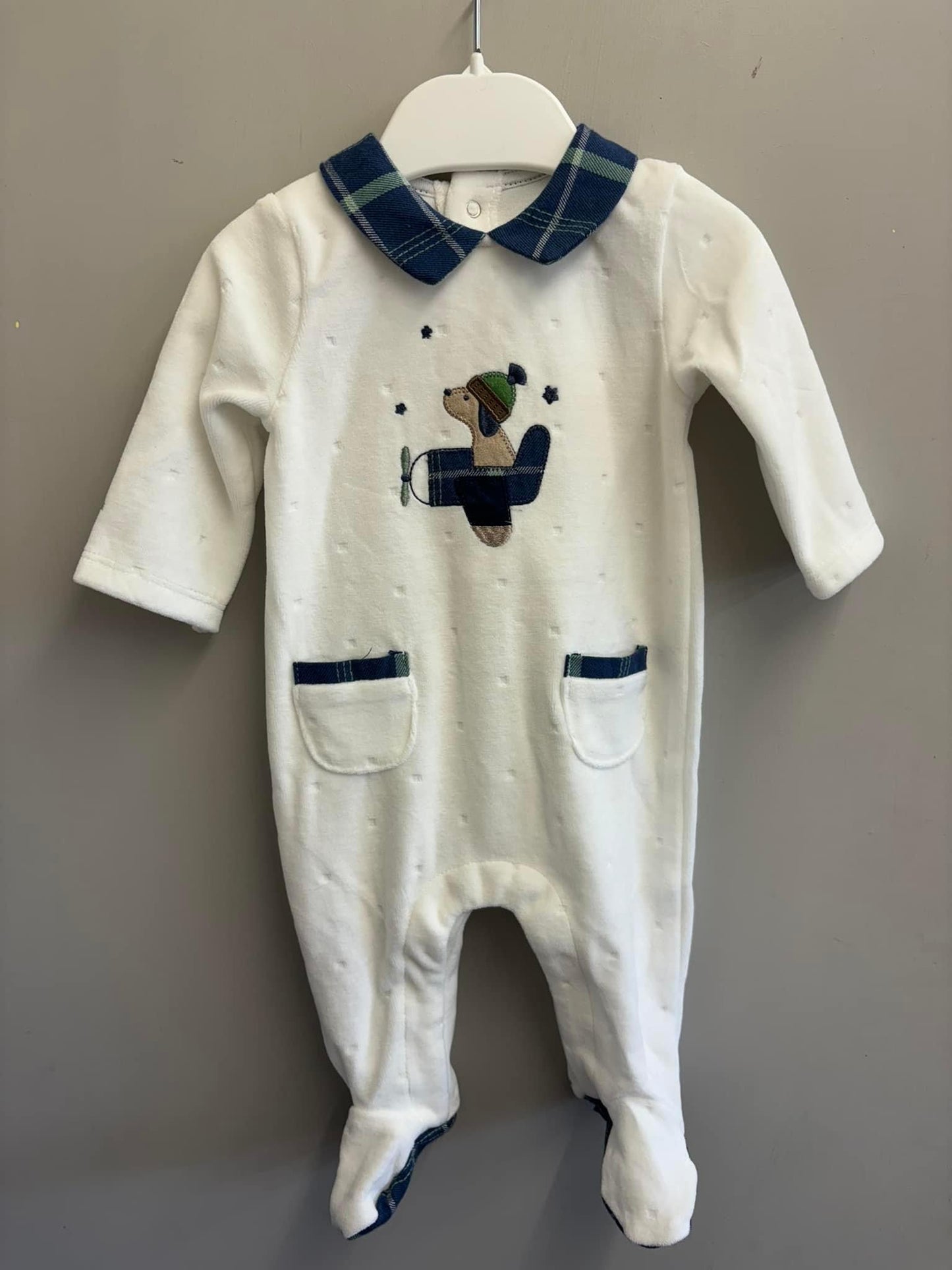 Mayoral baby boys velour puppy babygrow AW24