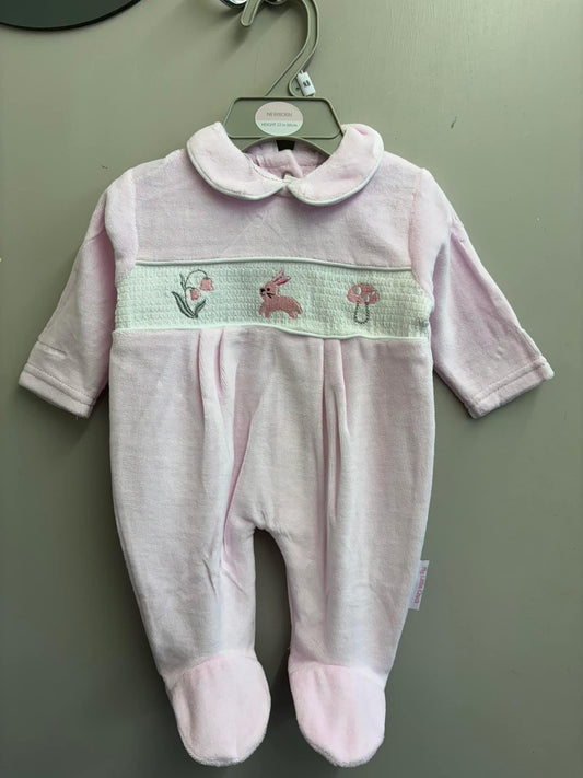 Baby girls velour babygrow