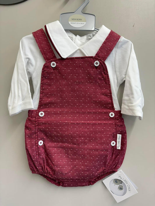 Baby boys burgandy romper set