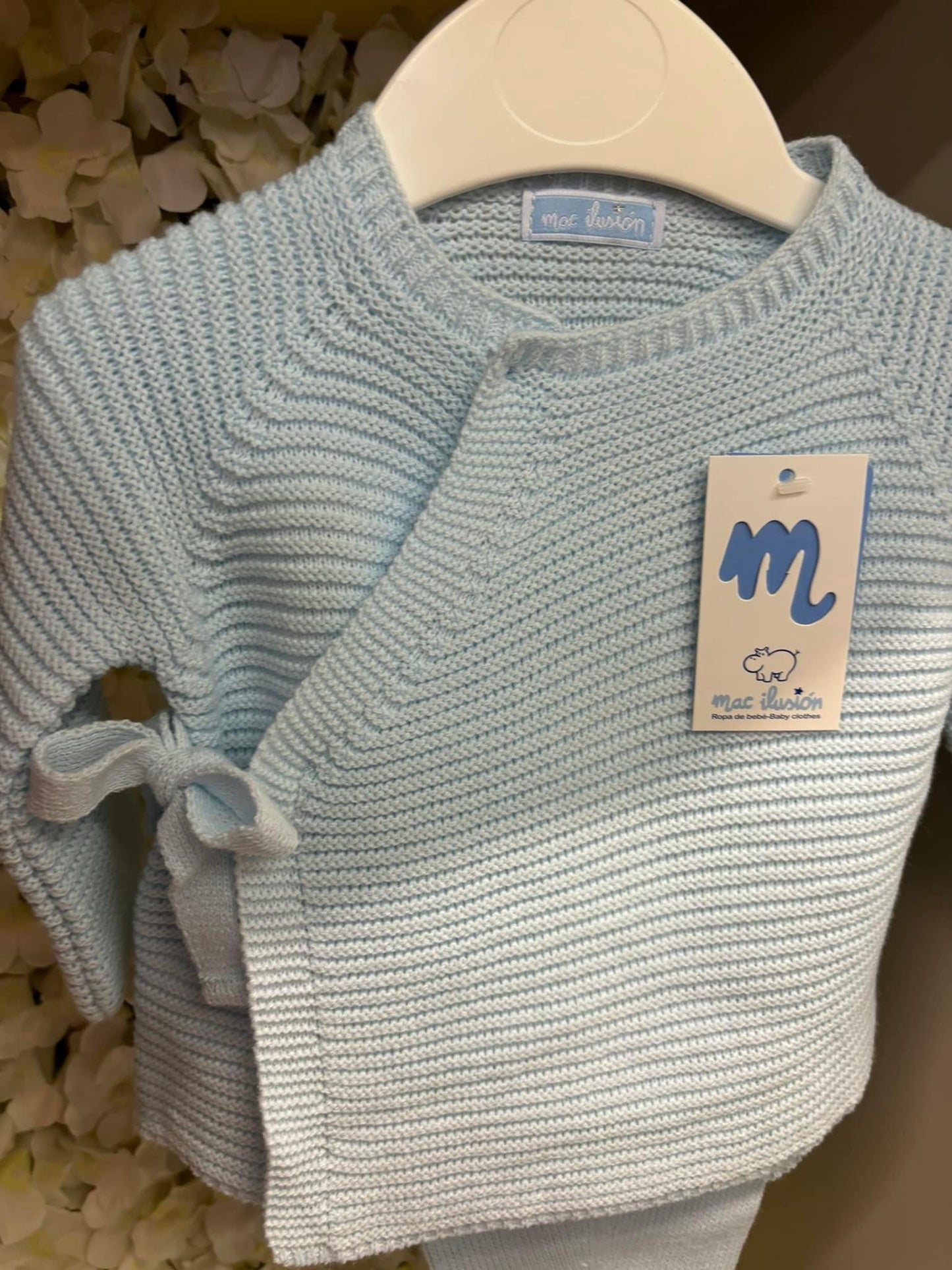 Baby blue boys knitted 3 piece set AW24 9422