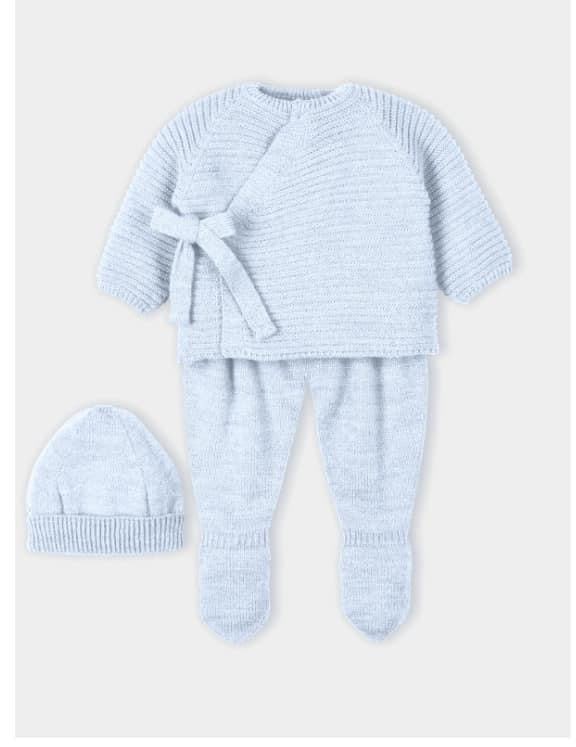 Baby blue boys knitted 3 piece set AW24 9422