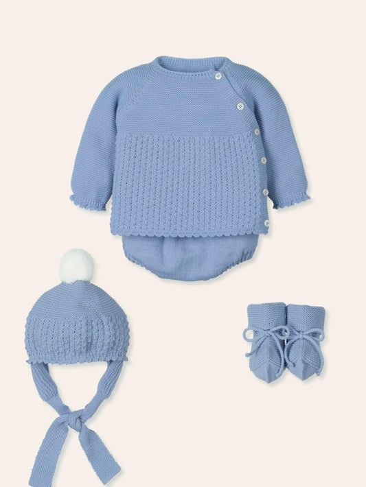 Baby boys blue knitted 4 piece set aw24