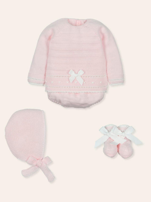 Baby girls 4 piece pink knitted set AW24 9440R