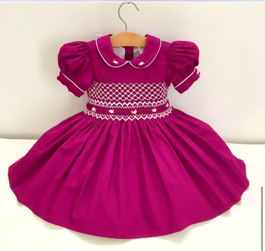 Burgandy smocked dress 6m only