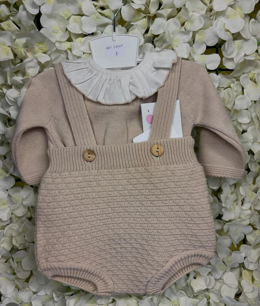 Baby girls beige knitted jam pants