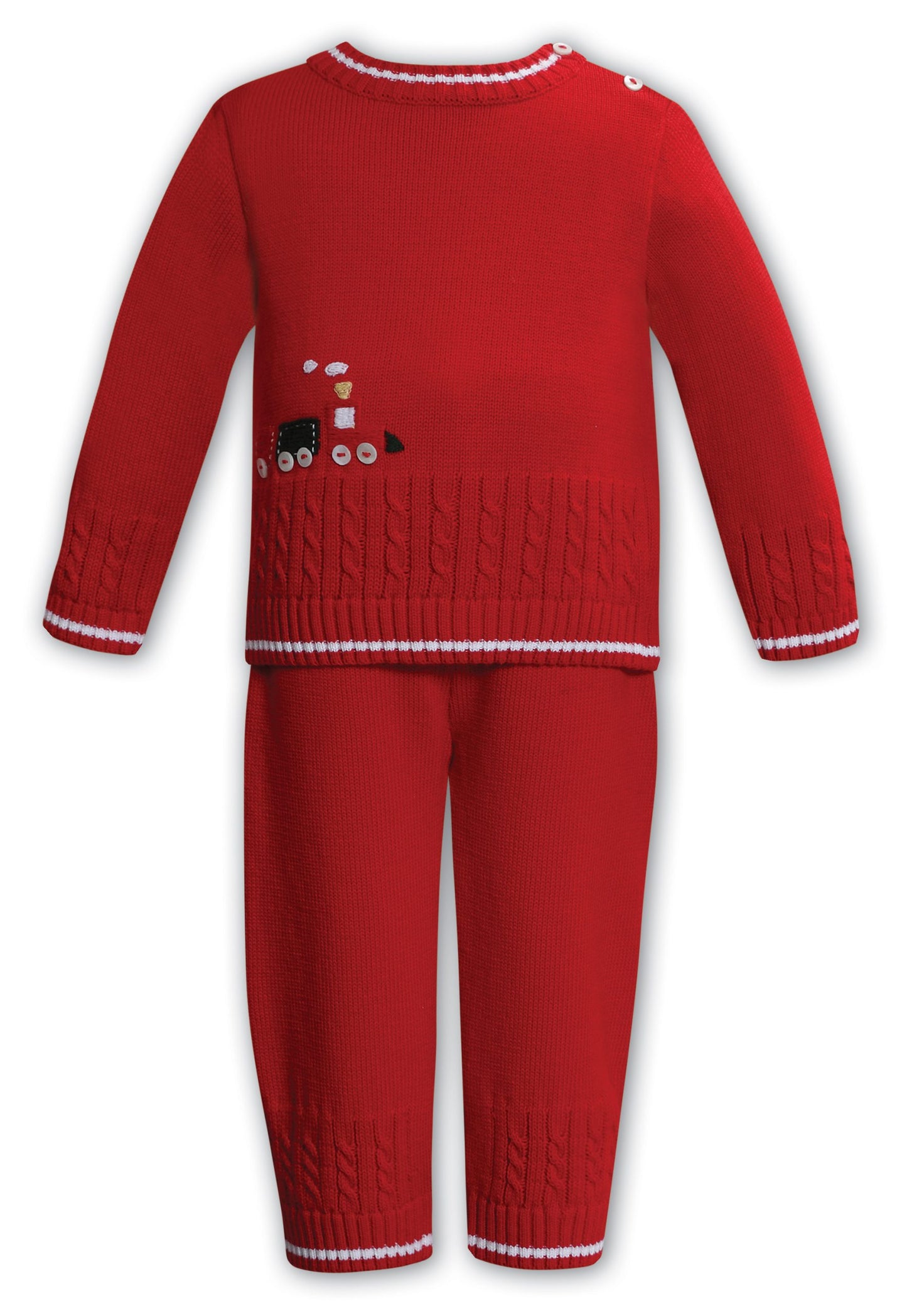 Sarah Louise red boys knitted 2 piece set AW24 008168