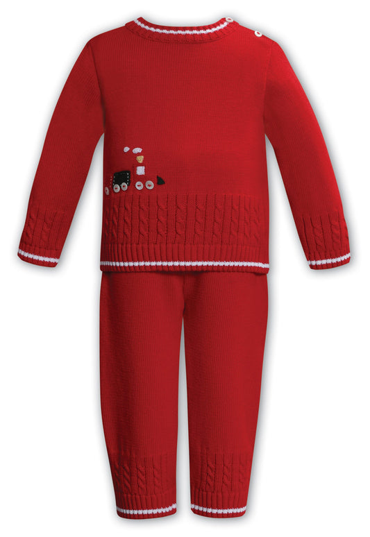 Sarah Louise red boys knitted 2 piece set AW24 008168