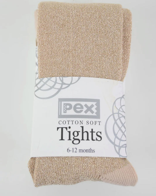 Pex gold glitter tights 6-12m