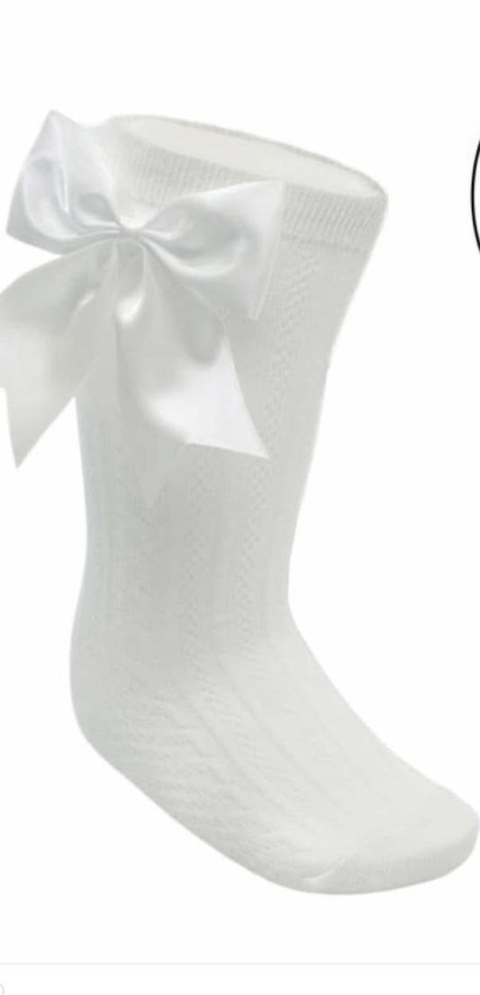 Soft touch baby girls ivory knee high socks