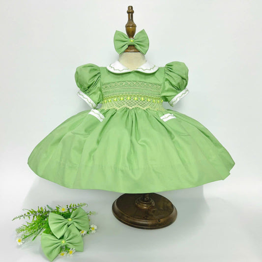 Vintage voyage green smocked dress