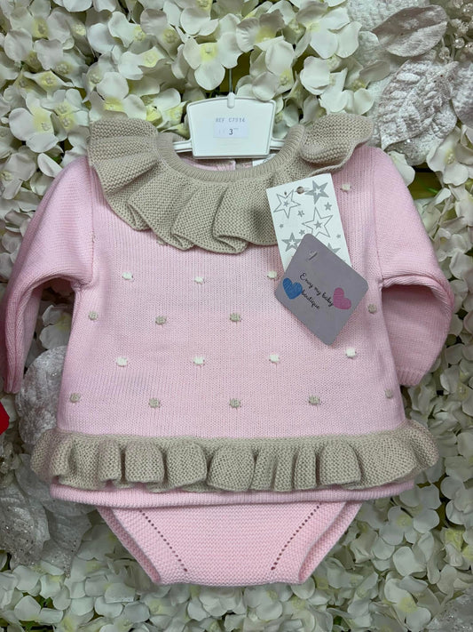 Little stars baby girls pink knitted set