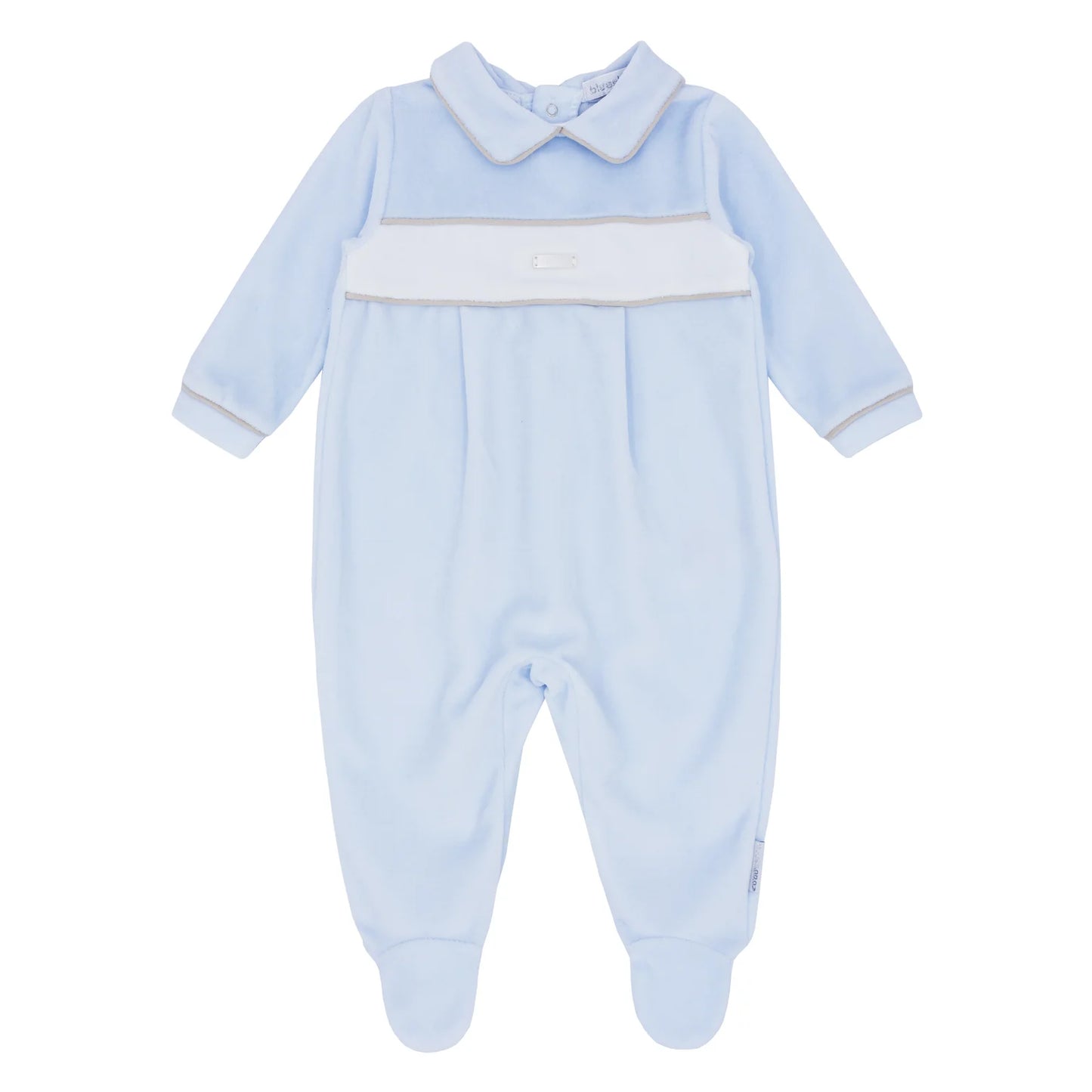 Blues Baby boys pale blue velour babygrow BB1603