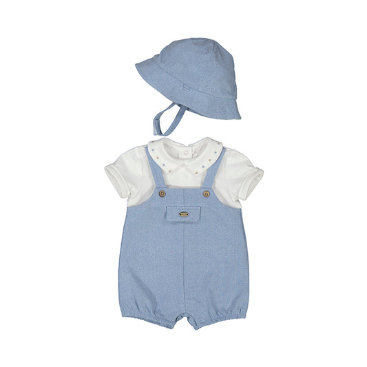 Mayoral baby boys dungaree & hat set SS25 1.605 PRE ORDER