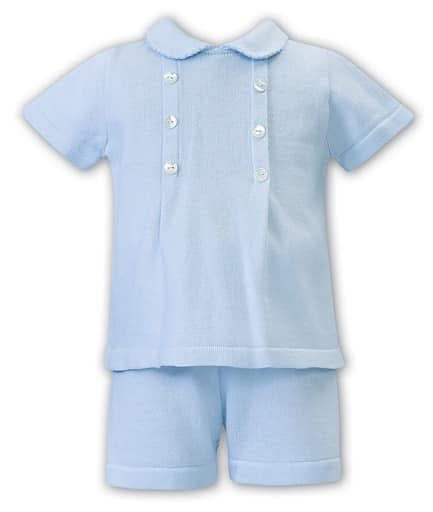 Sarah Louise 2 piece baby boys blue knitted set SS25 C2501