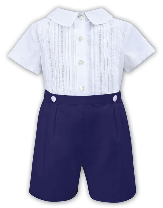 Sarah Louise boys navy blue shorts set SS25 C4003