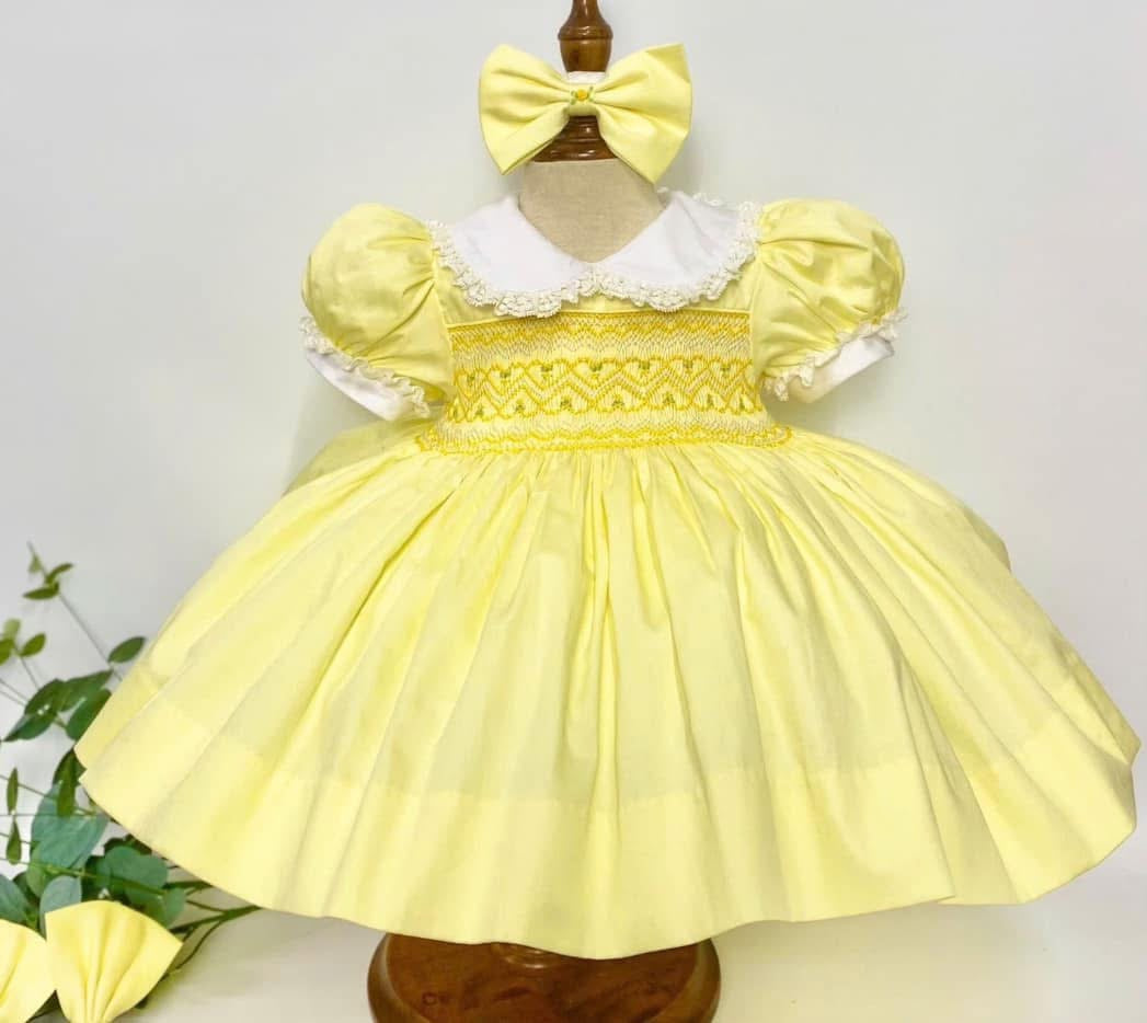 Lemon front and back smocked dress