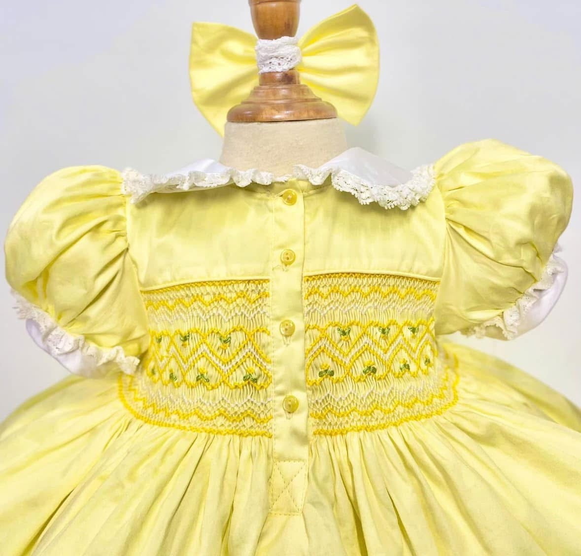 Lemon front and back smocked dress