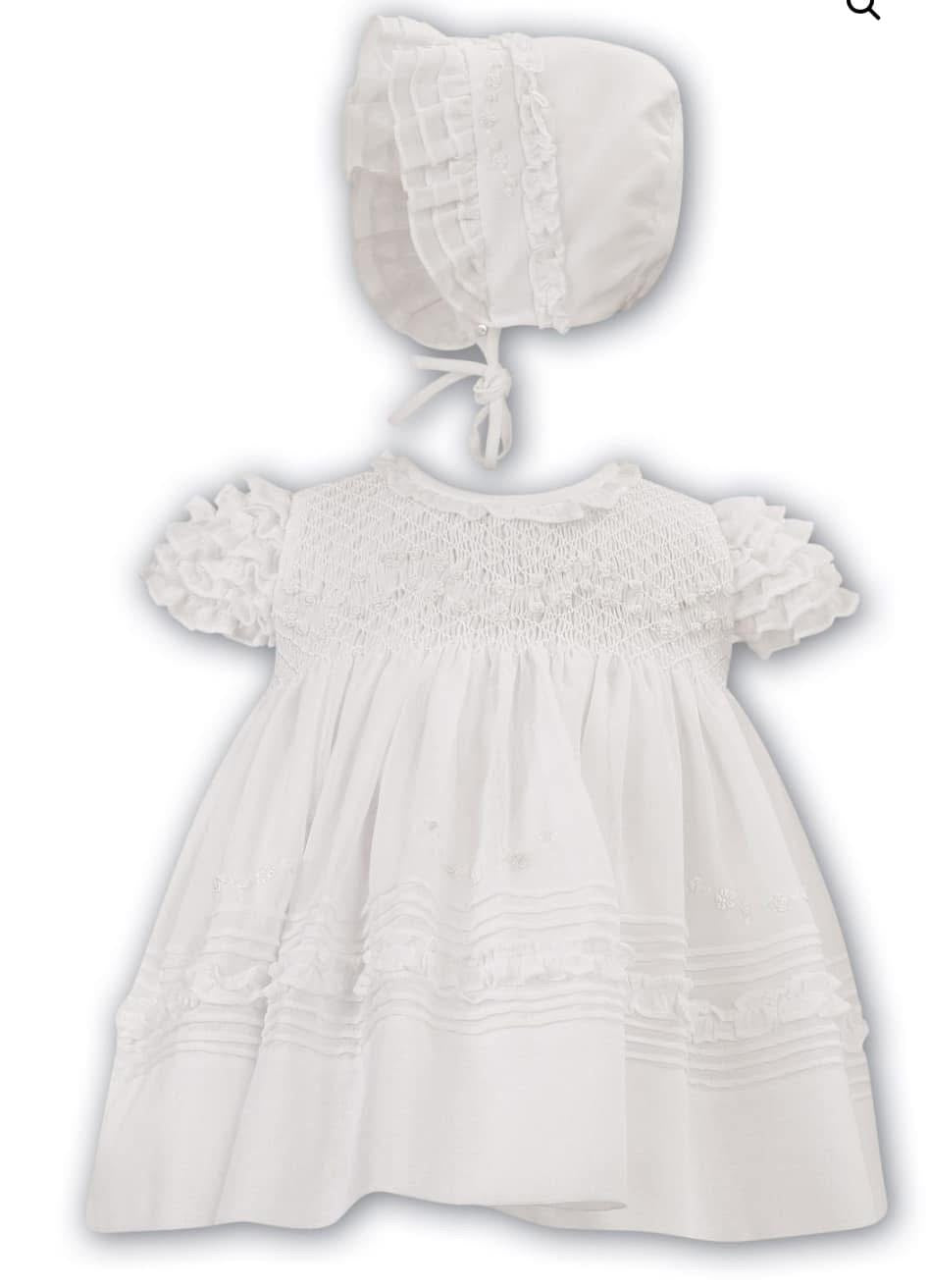 Sarah Louise ivory dress & bonnet 001198