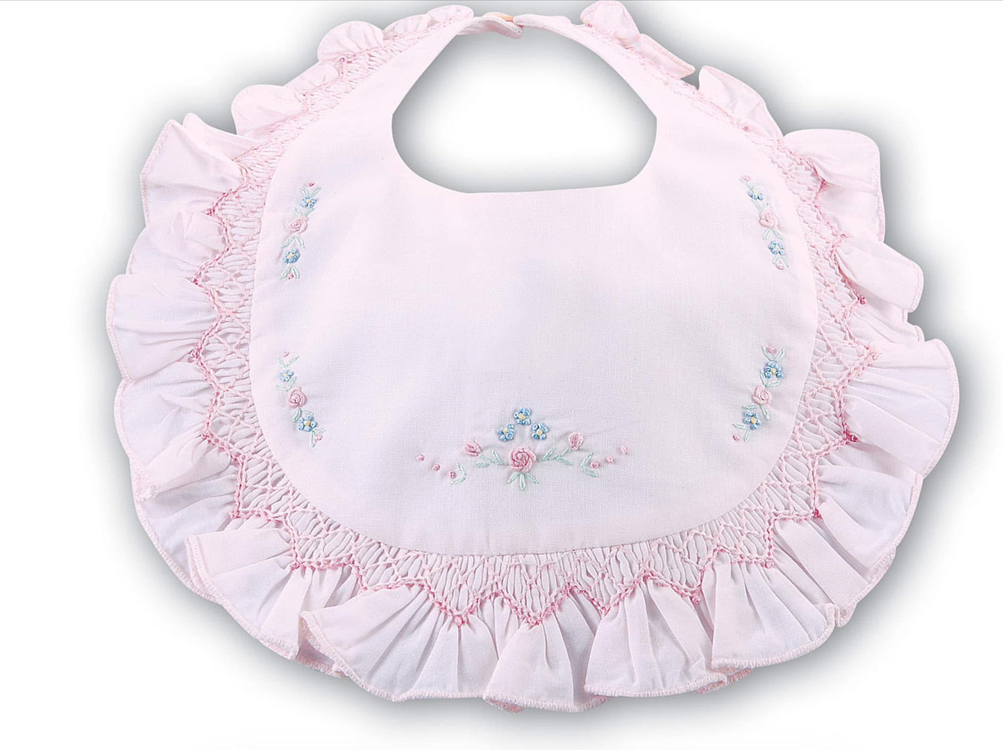 Sarah Louise pink smocked bib 003307