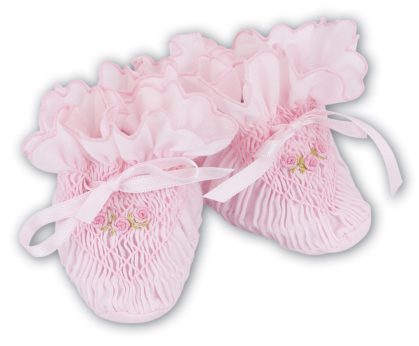 Sarah Louise white /pink smocked booties