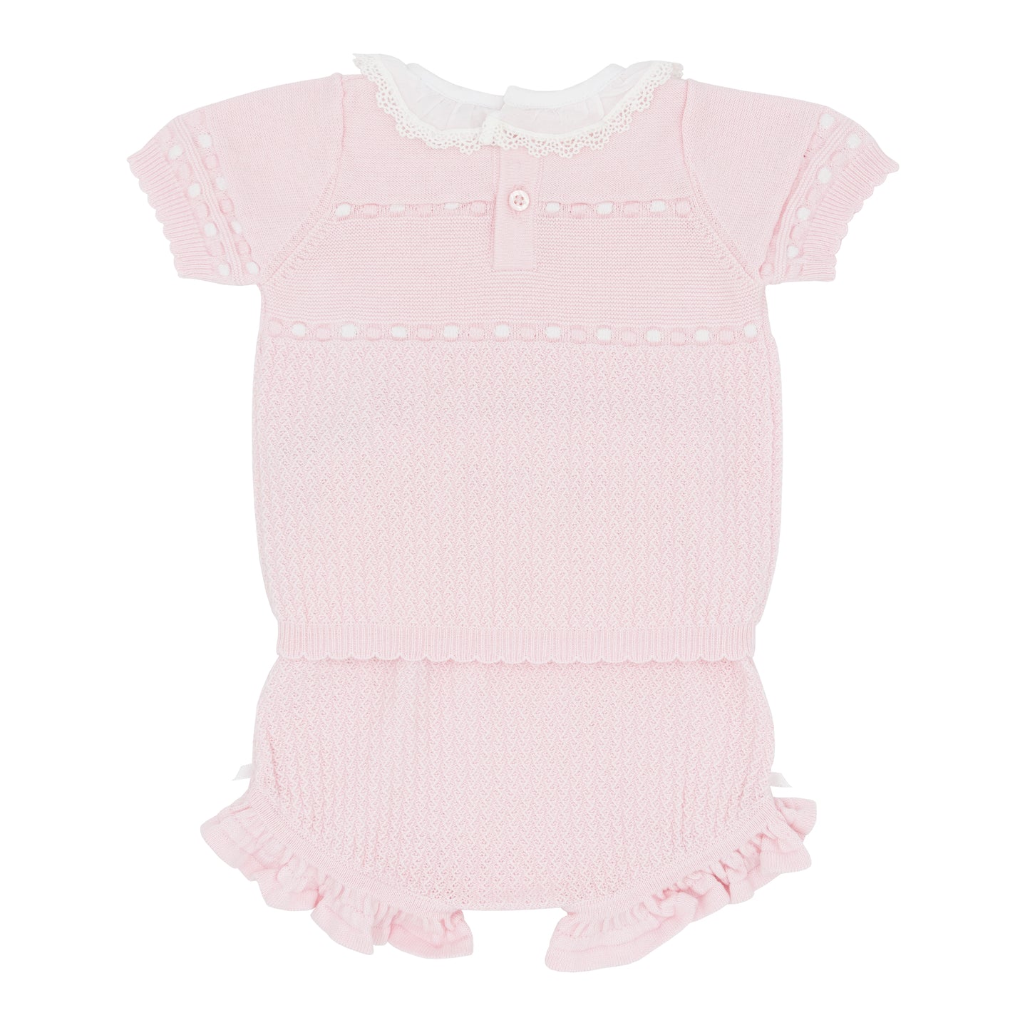 Blues Baby girls pink knitted shorts set SS25 BB2050