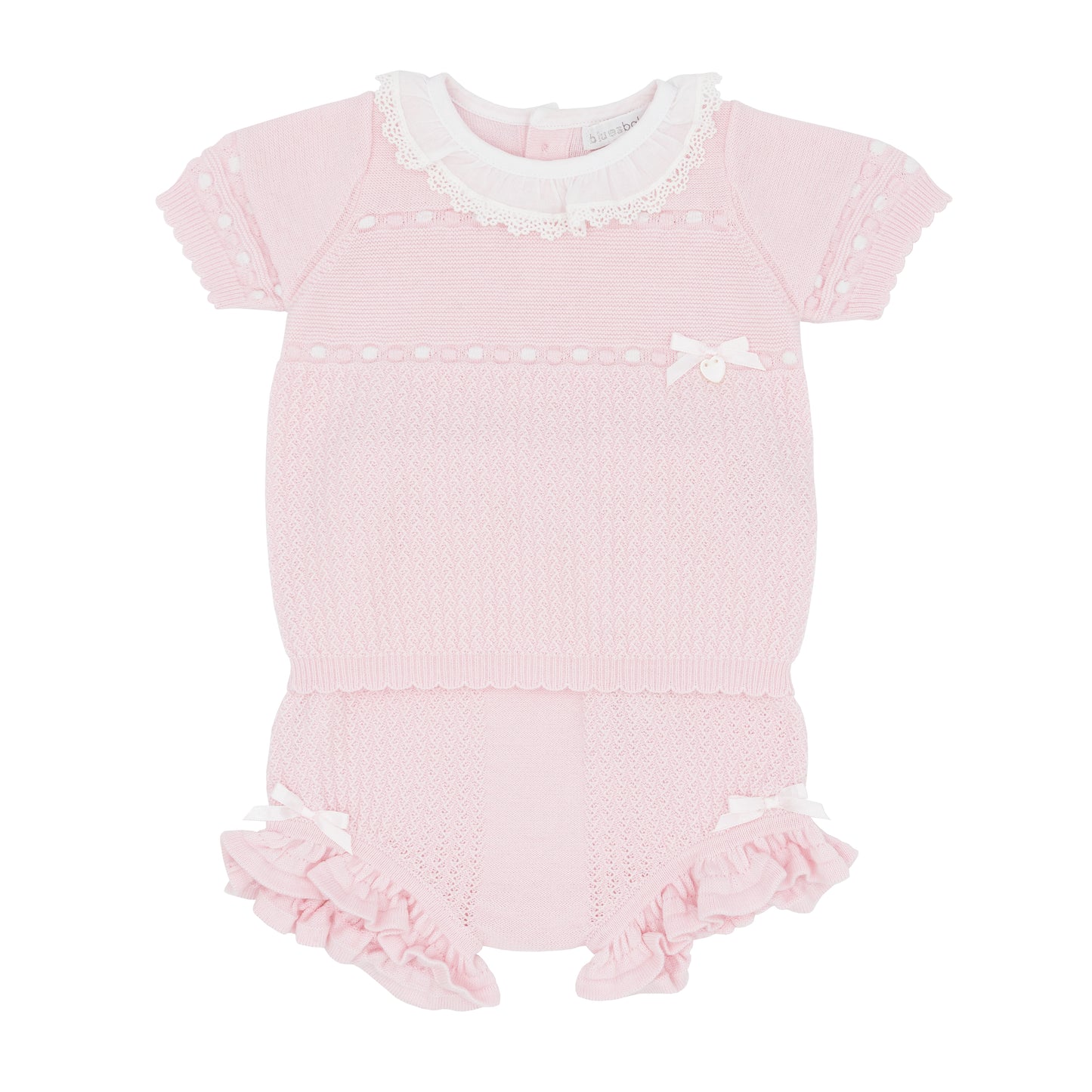 Blues Baby girls pink knitted shorts set SS25 BB2050