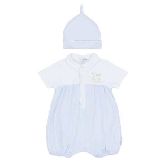 Blues Baby rocking horse romper & hat SS25 BB1735