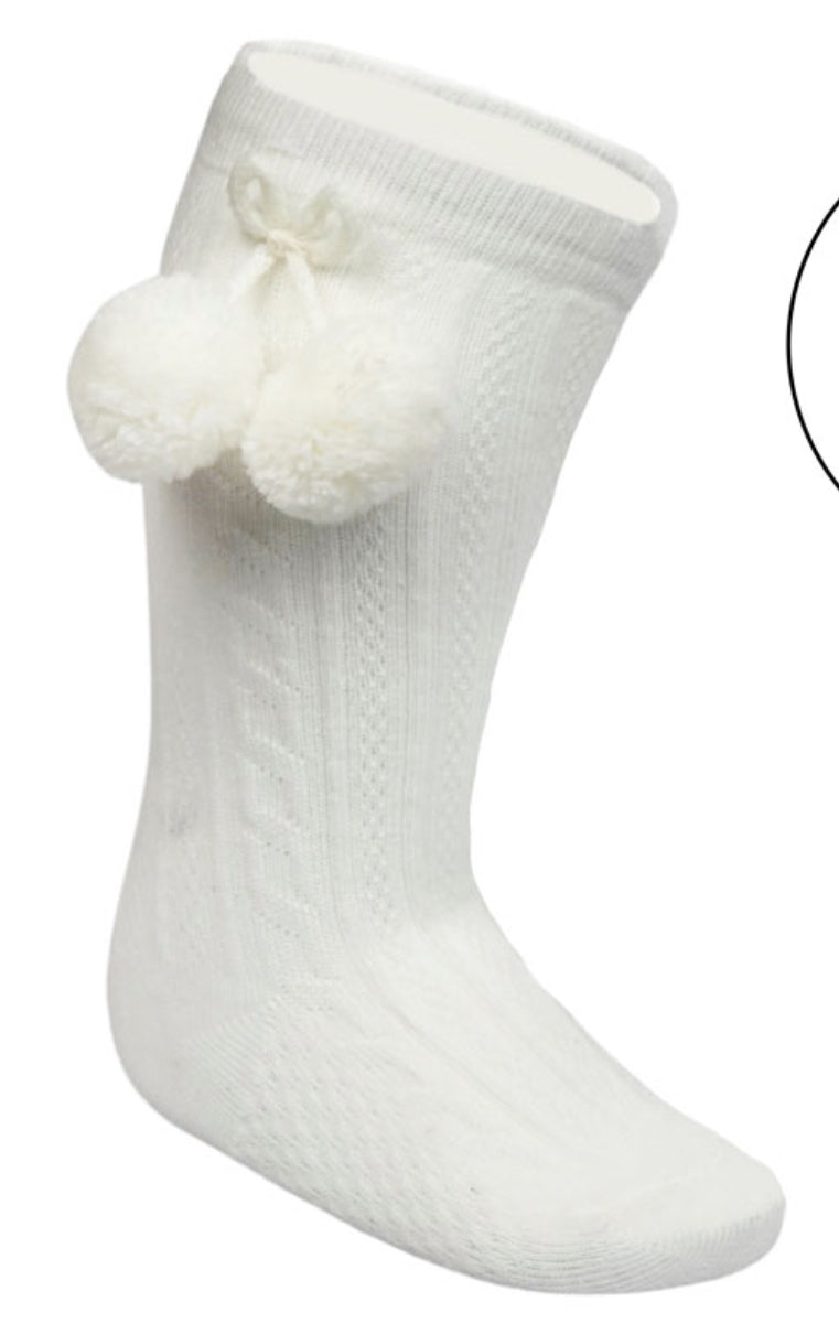 Soft touch Pom Pom knee high socks