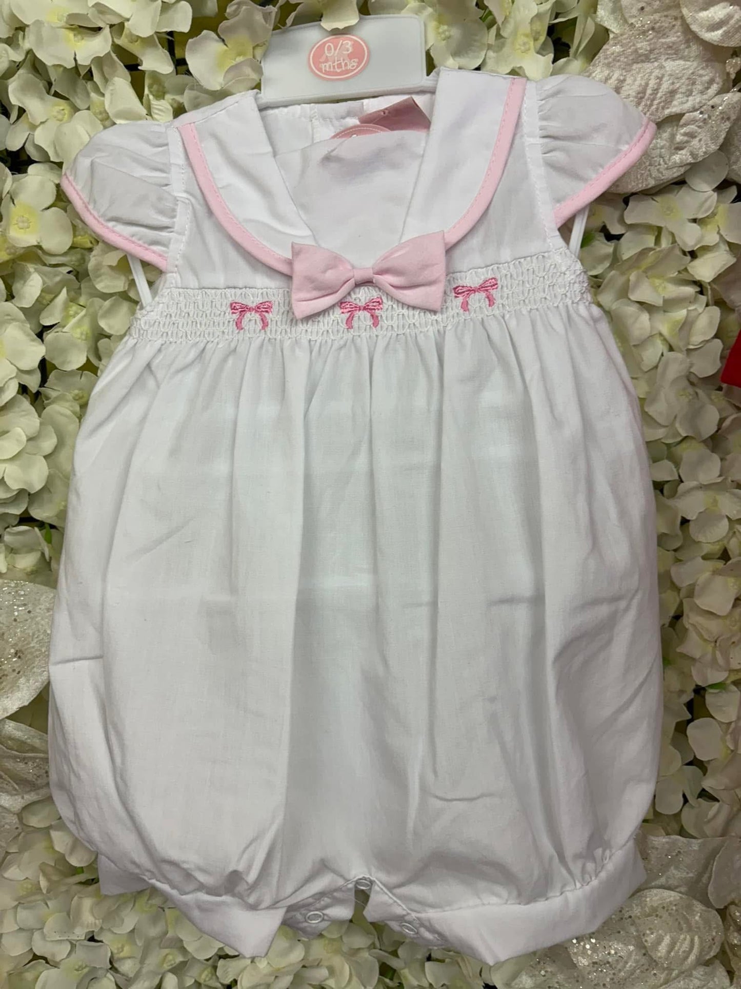 Rockabye Baby smocked bow romper SS25