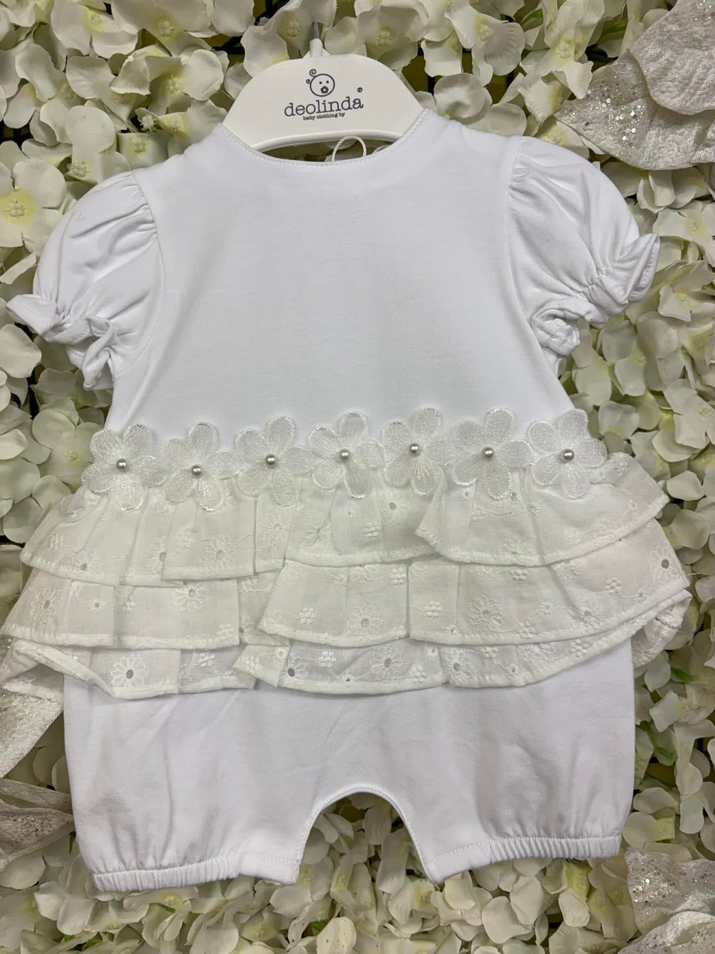 Deolinda white baby girls daisy romper SS25