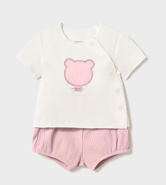 Mayoral baby girls teddy shorts set pink SS25 1.259