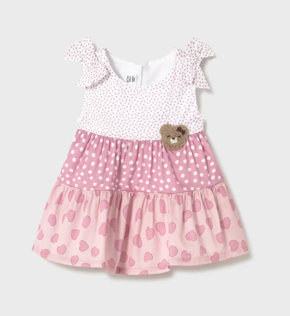 Mayoral baby girls pink teddy dress SS25 1.868