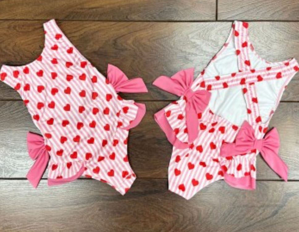 Baby girls heart swimming costume