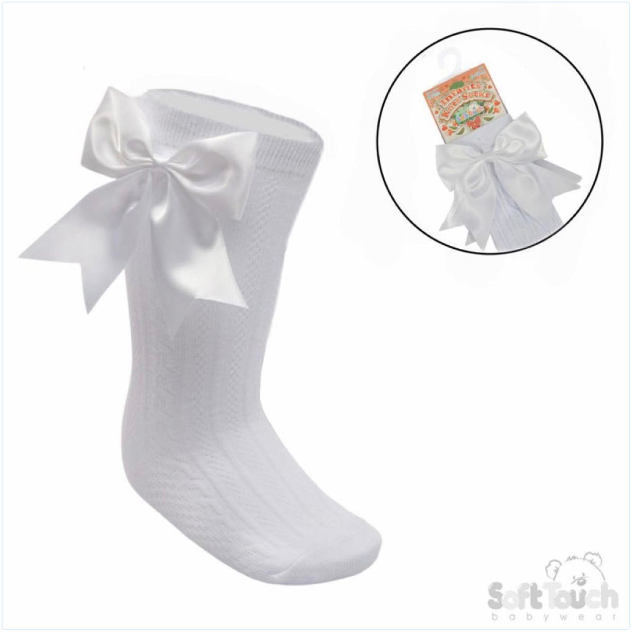 White knee high baby girls socks